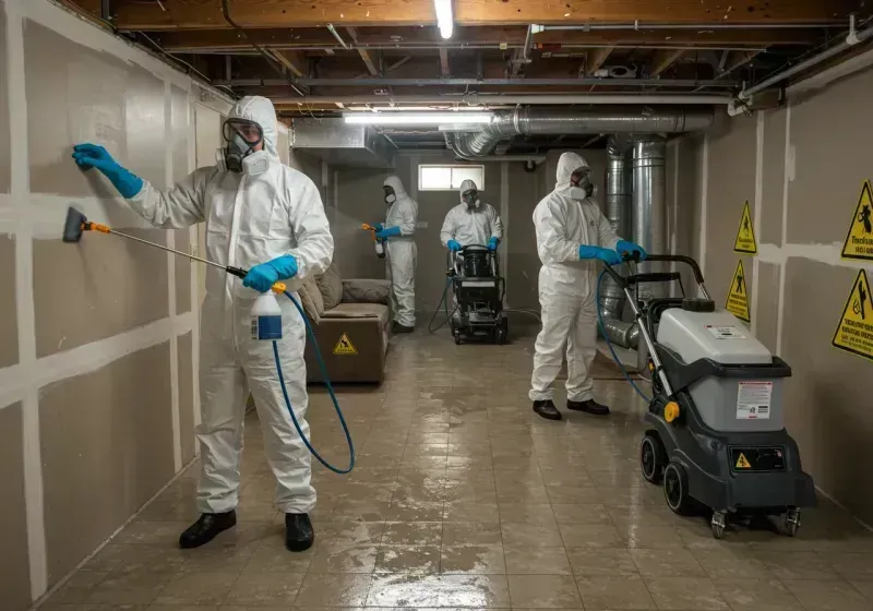 Basement Moisture Removal and Structural Drying process in Janesville, CA